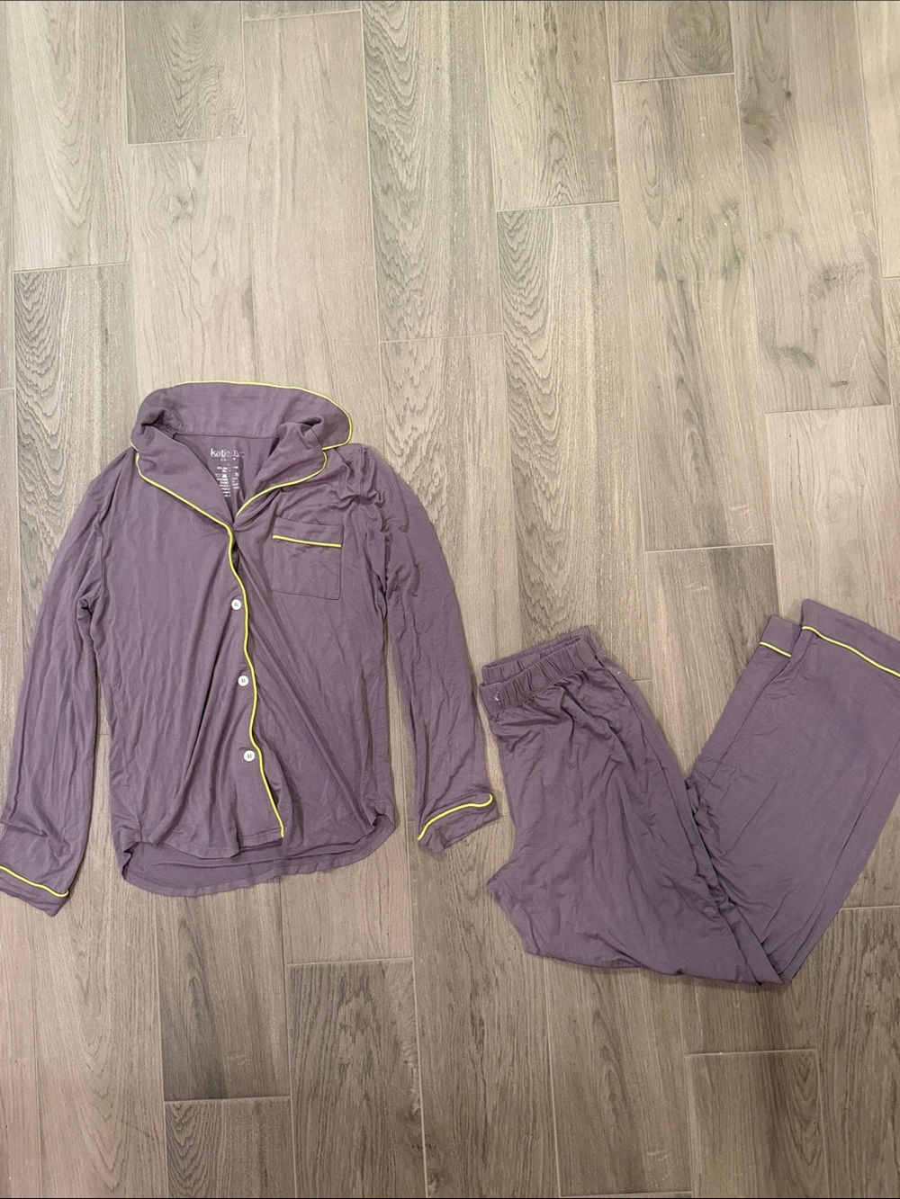 Katie J NYC Junior Girls Purple Pajama Set with Yellow Trim Size XS